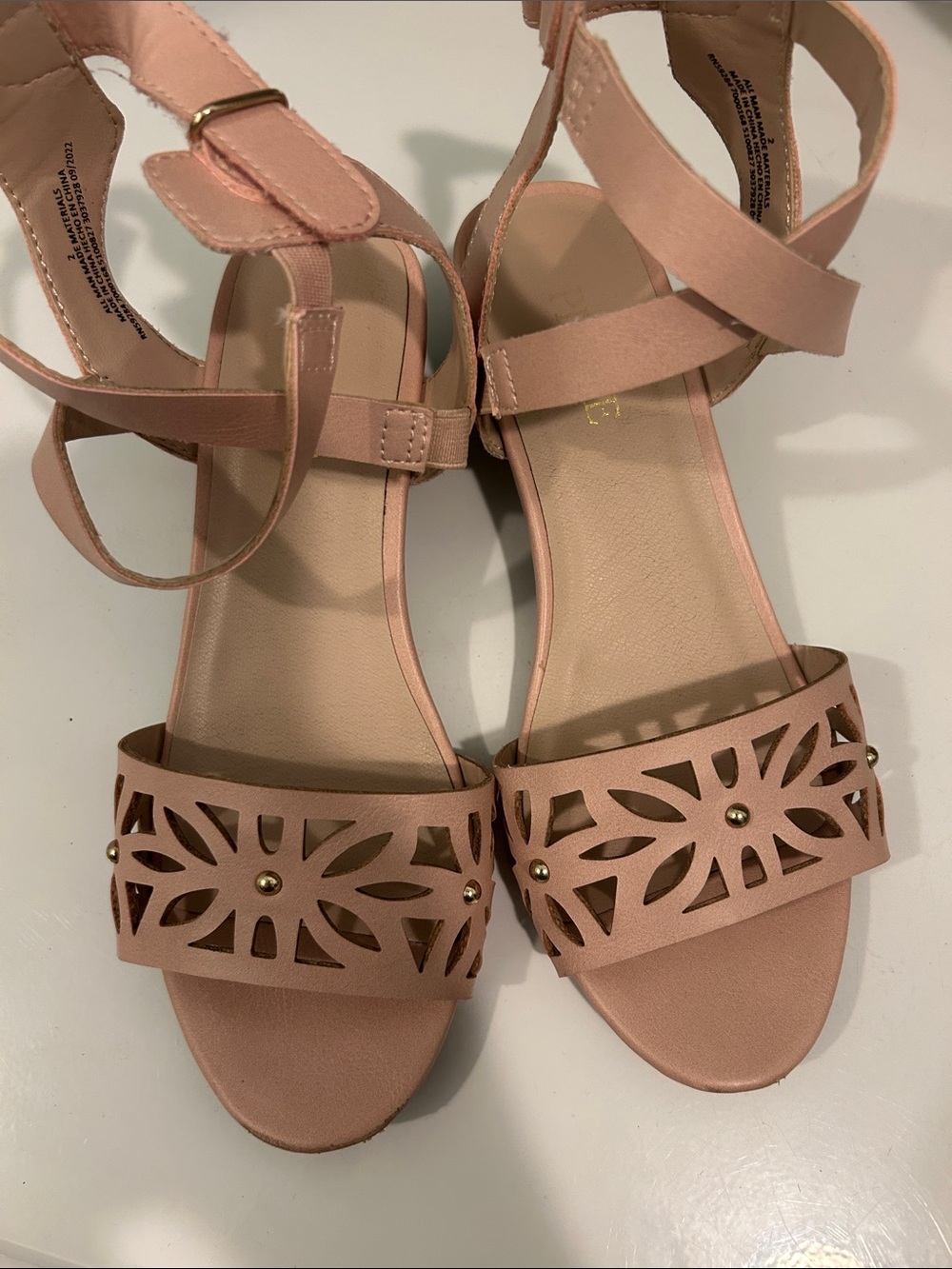 The Children's Place Blush Pink Cutout Ankle-Strap Sandals